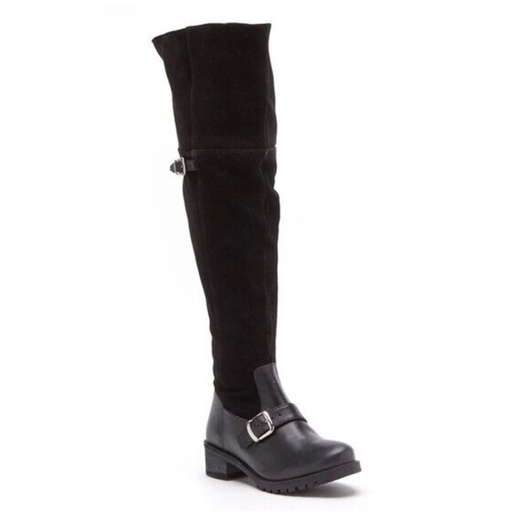 Matisse Lola Black Suede Over The Knee Boots Sz 6.5 - Picture 1 of 11